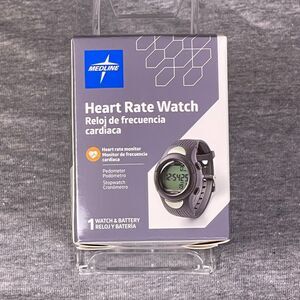 Medline Heart Rate Monitor Pedometer Gray Digital Watch With Battery MDSP3044